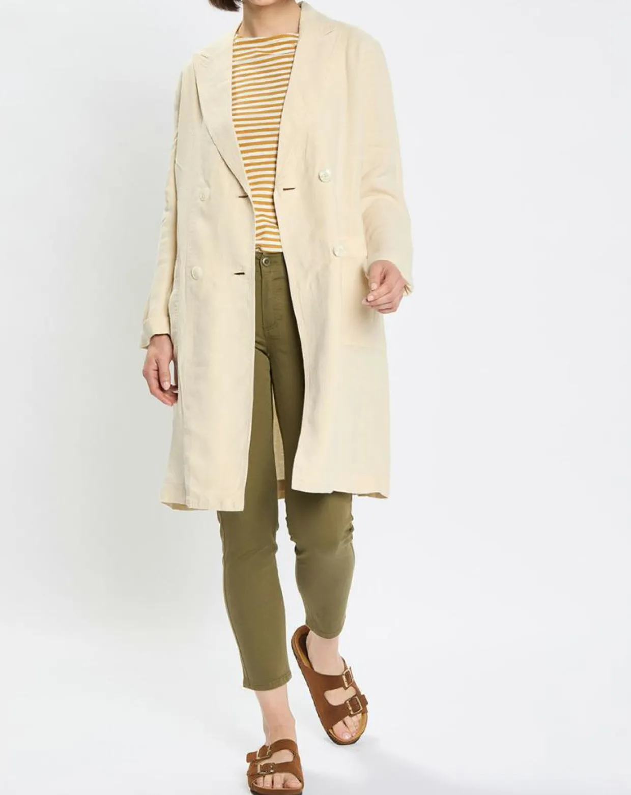 Manteau 100% Lin double boutonnage beige-Marc O'Polo Sale