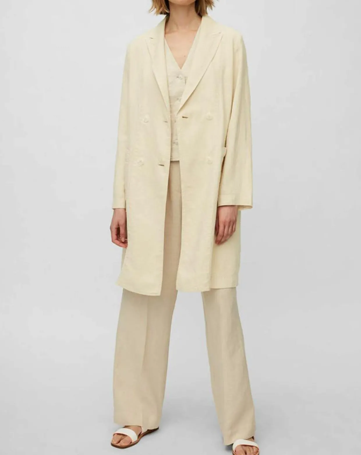 Manteau 100% Lin double boutonnage beige-Marc O'Polo Sale