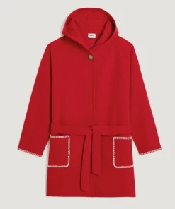 Manteau Beata 100% laine à capuche rouge-Rodier New