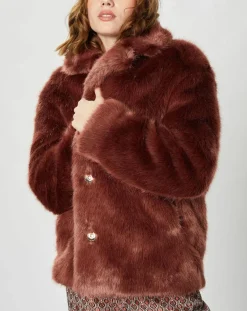 Femme Manoush Manteaux^Manteau court en Fausse Fourrure Bijou choco
