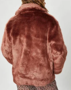 Femme Manoush Manteaux^Manteau court en Fausse Fourrure Bijou choco