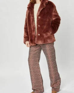 Femme Manoush Manteaux^Manteau court en Fausse Fourrure Bijou choco