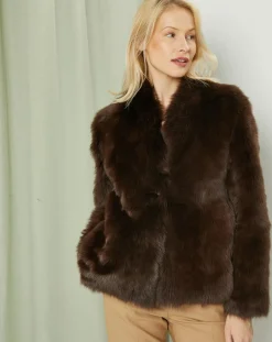 Manteau court réversible en Cuir & Fourrure Aggravi marron-MaxMara Sale