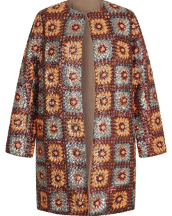 Femme Manoush Manteaux^Manteau Crochet Paillette sequins chocolat