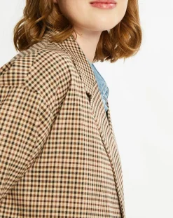 Manteau droit double boutonnage à carreaux beige/marron-Scotch & Soda Outlet