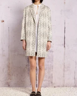 Manteau droit Qadrio python blanc-Swildens