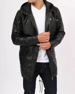 Manteau en Cuir Ibiza noir-Blue Wellford Clearance