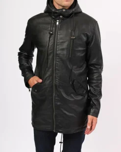 Manteau en Cuir Ibiza noir-Blue Wellford Clearance