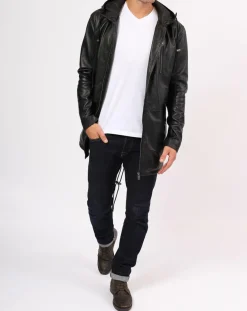 Manteau en Cuir Ibiza noir-Blue Wellford Clearance