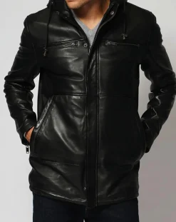 Manteau en Cuir Jordan noir-Chyston Online