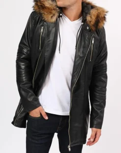 Manteau en Cuir Saint Tropez noir-Blue Wellford Best