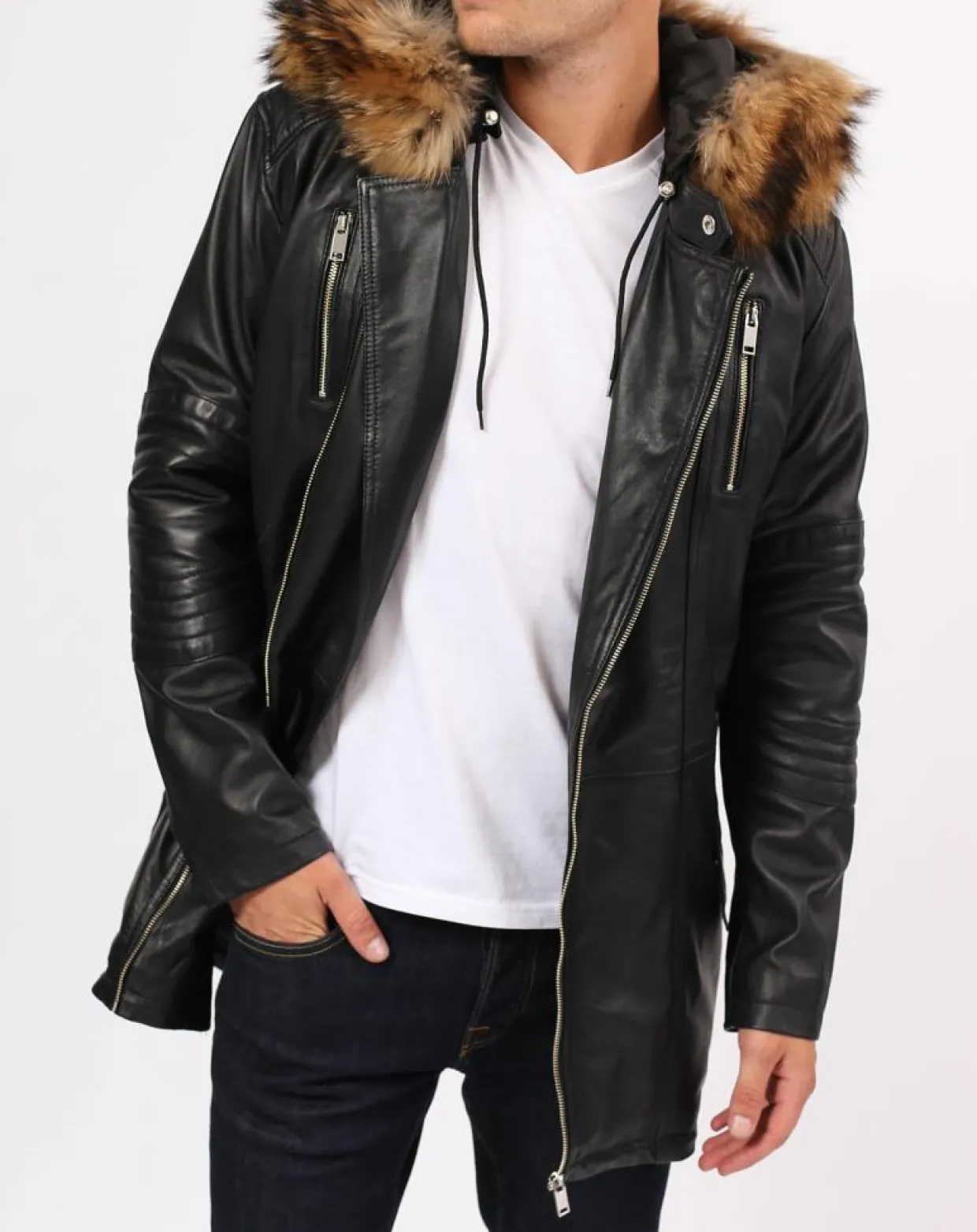 Manteau en Cuir Saint Tropez noir-Blue Wellford Best