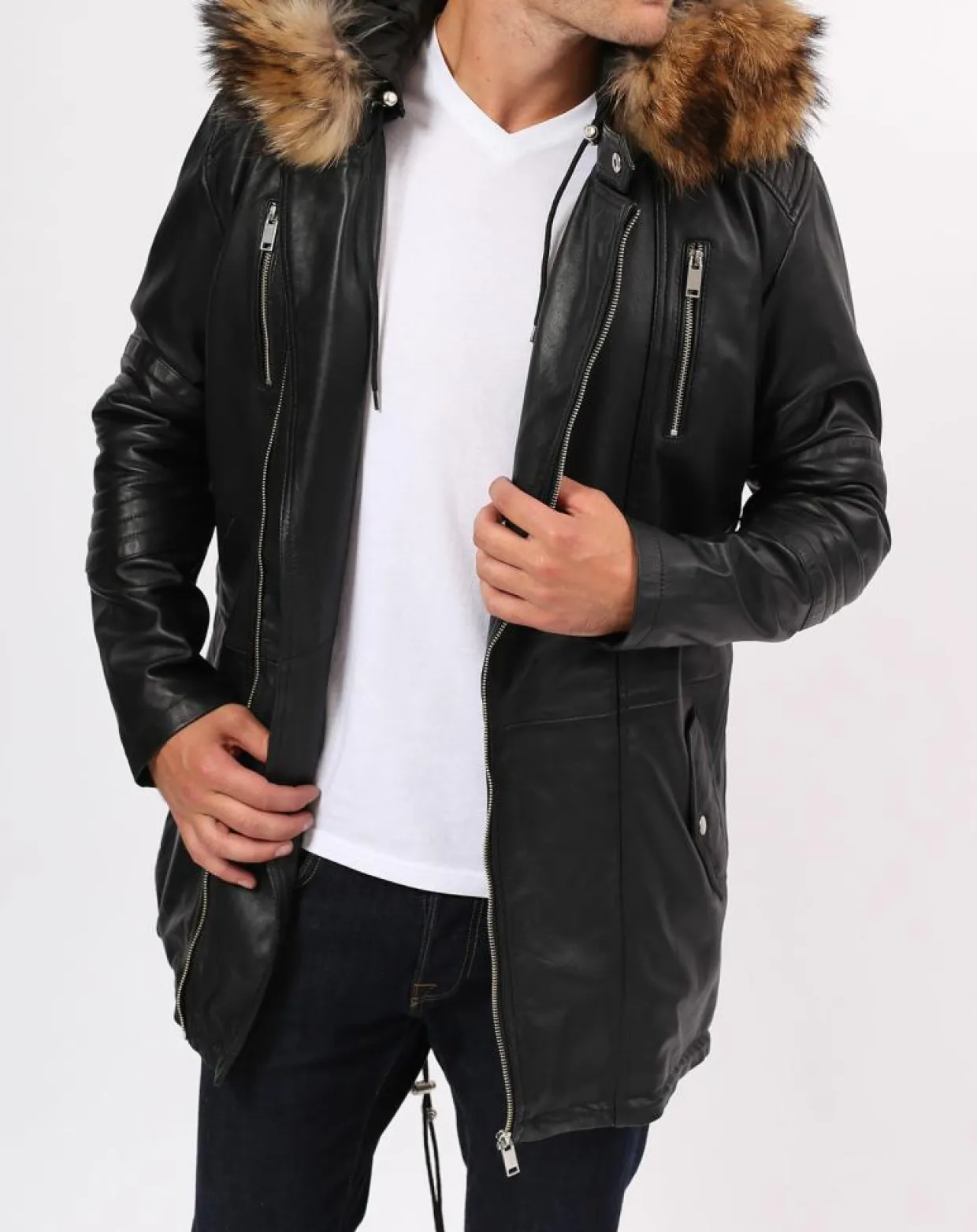 Manteau en Cuir Saint Tropez noir-Blue Wellford Best