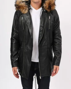 Manteau en Cuir Saint Tropez noir-Blue Wellford Best