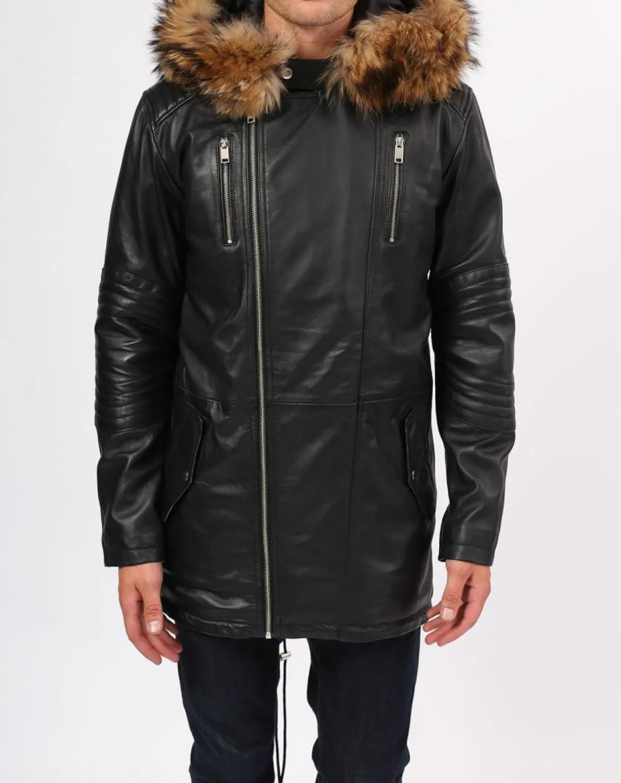Manteau en Cuir Saint Tropez noir-Blue Wellford Best