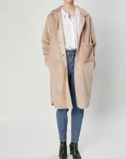 Femme Lou Andrea Manteaux^Manteau en Fausse Fourrure Olivia beige rosé