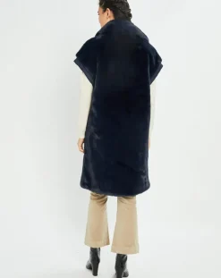 Manteau en Fausse Fourrure Luna bleu foncé-Lauren Vidal Discount