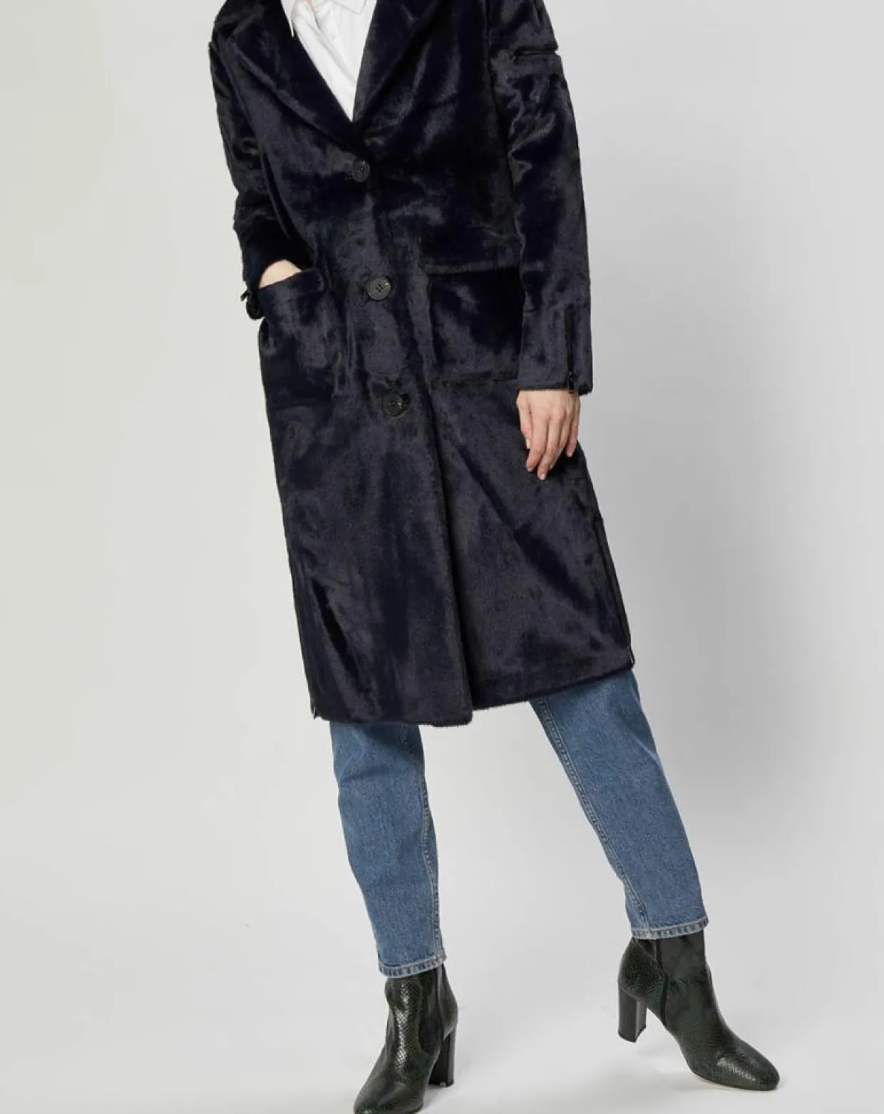 Femme Lou Andrea Manteaux^Manteau en Fausse Fourrure Eliza marine