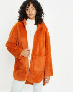 Femme Lou Andrea Manteaux^Manteau en Fausse Fourrure Avi rouille
