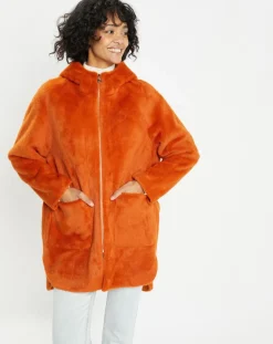 Femme Lou Andrea Manteaux^Manteau en Fausse Fourrure Avi rouille