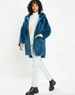 Femme Lou Andrea Manteaux^Manteau en Fausse Fourrure Avi bleu