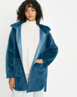 Femme Lou Andrea Manteaux^Manteau en Fausse Fourrure Avi bleu
