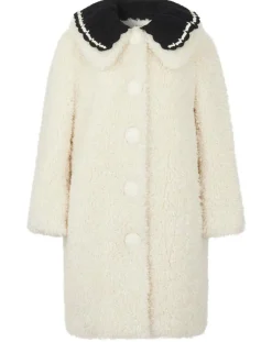 Femme Manoush Manteaux^Manteau en Fausse Fourrure Nounours col amovible écru