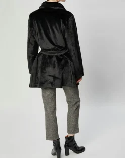 Manteau en Fausse Fourrure Marika noir-Lou Andrea Discount