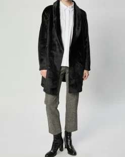 Manteau en Fausse Fourrure Marika noir-Lou Andrea Discount