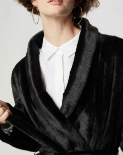 Manteau en Fausse Fourrure Marika noir-Lou Andrea Discount