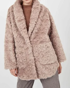 Femme See u Soon Manteaux^Manteau en fausse fourrure Menthe vieux rose