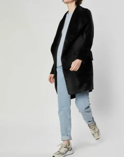 Manteau en Fausse Fourrure Carla noir-Lou Andrea Best