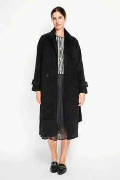 Manteau en Laine mélangé noir-Assuili Clearance
