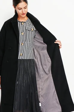 Manteau en Laine mélangé noir-Assuili Clearance