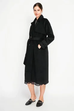 Manteau en Laine mélangé noir-Assuili Clearance