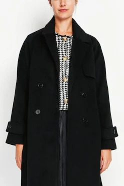 Manteau en Laine mélangé noir-Assuili Clearance