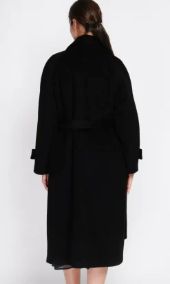 Manteau en Laine mélangé noir-Assuili Clearance