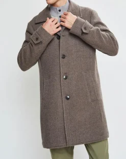 Manteau en Laine mélangée Chevron beige foncé-Hackett London