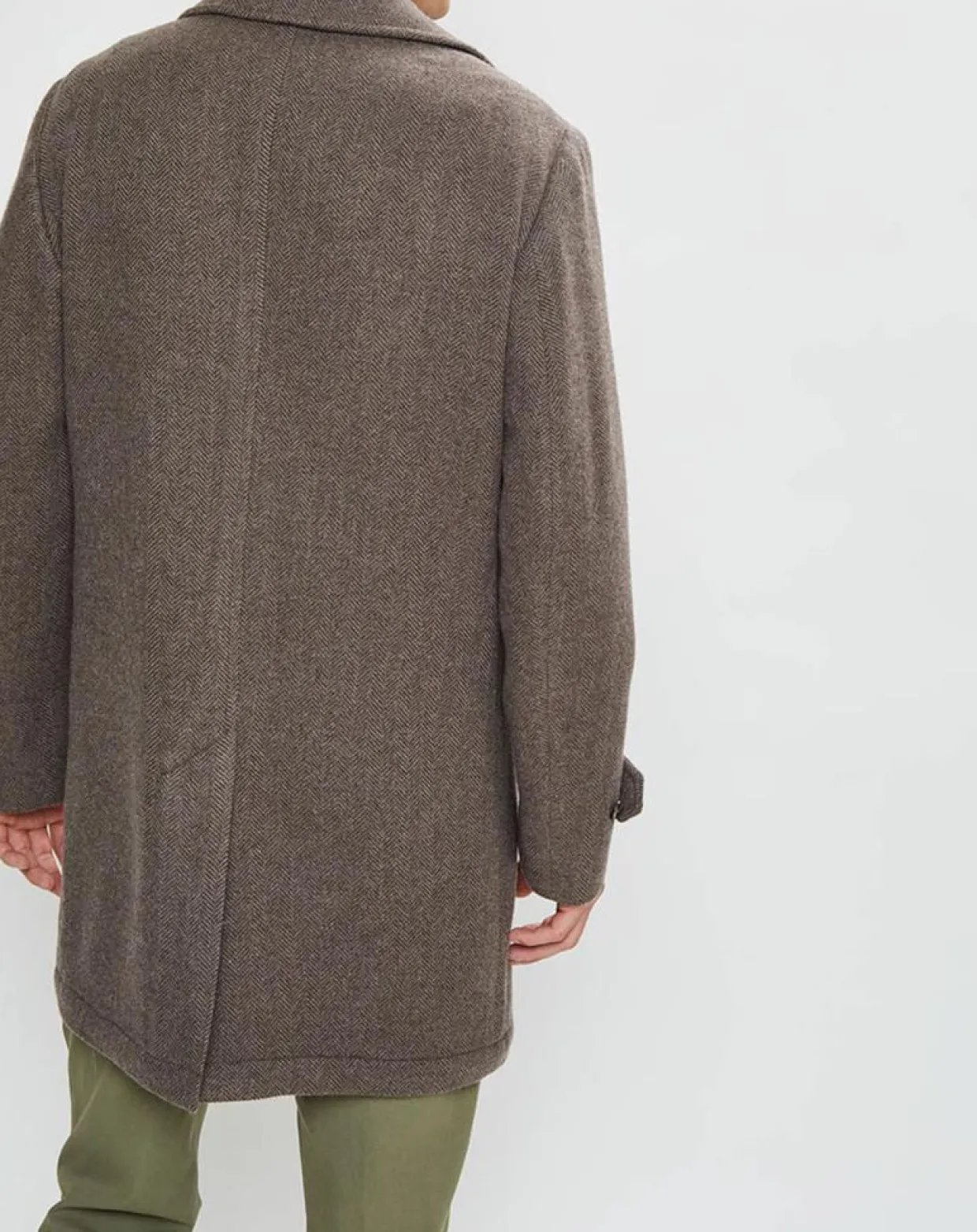 Manteau en Laine mélangée Chevron beige foncé-Hackett London