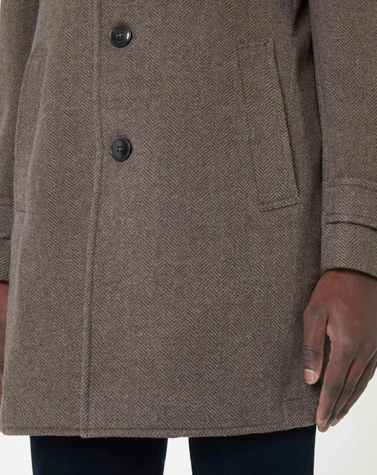 Manteau en Laine mélangée Chevron beige foncé-Hackett London