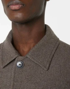 Manteau en Laine mélangée Chevron beige foncé-Hackett London