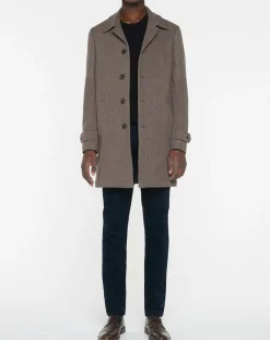 Manteau en Laine mélangée Chevron beige foncé-Hackett London