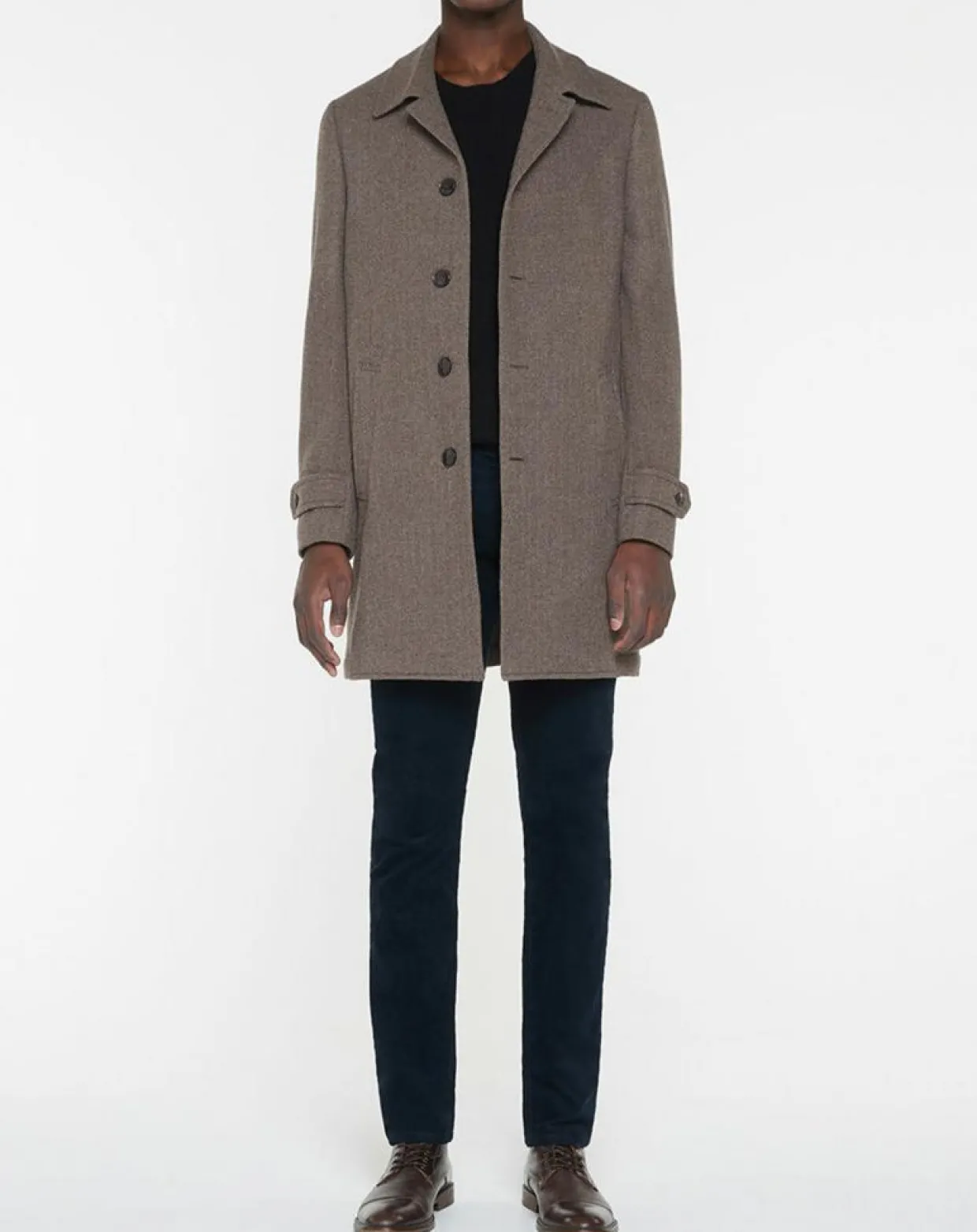 Manteau en Laine mélangée Chevron beige foncé-Hackett London