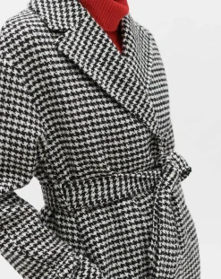 Manteau en Laine mélangée Granta pied-de-poule écru-Caroll Outlet
