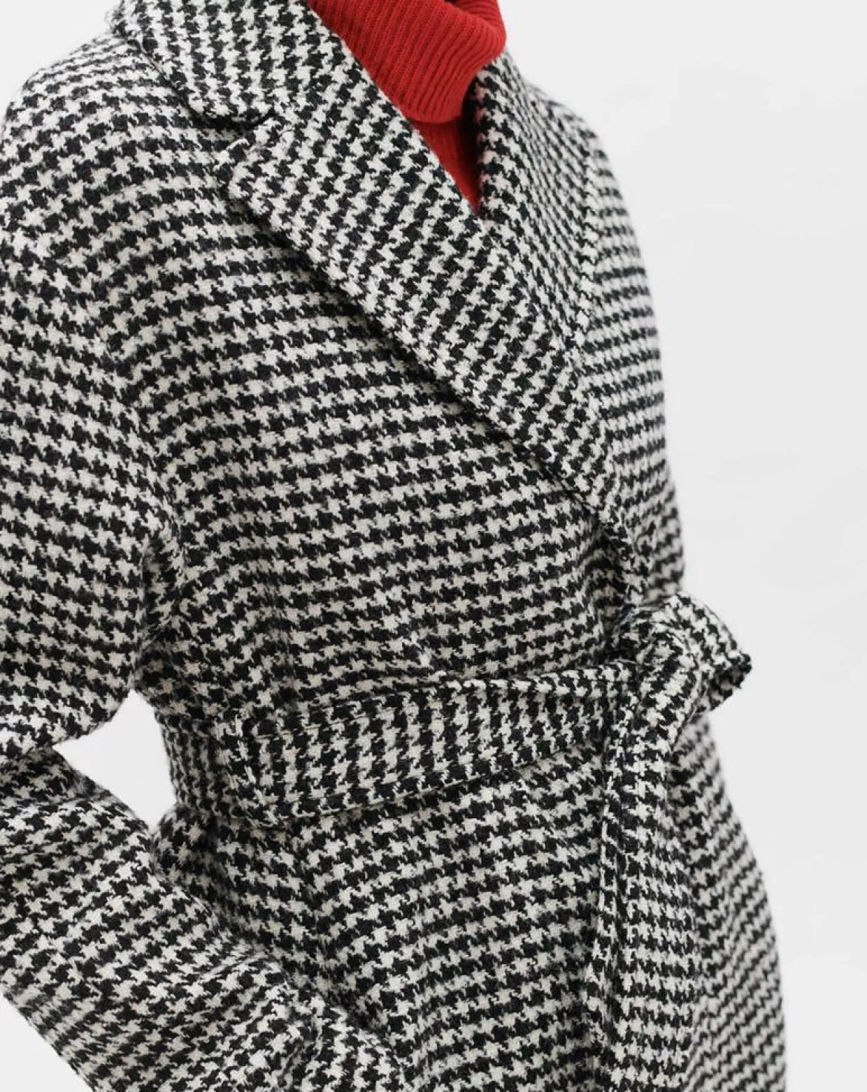 Manteau en Laine mélangée Granta pied-de-poule écru-Caroll Outlet