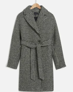 Manteau en Laine mélangée Granta pied-de-poule écru-Caroll Outlet