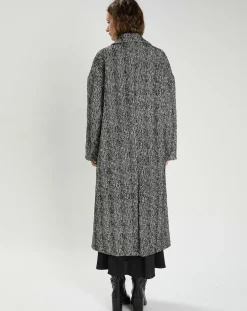 Manteau en Laine mélangée Inès noir-The Korner Online