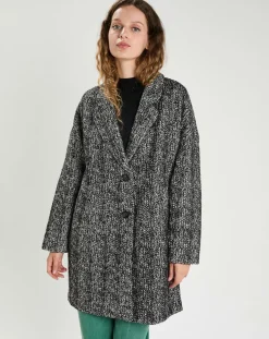 Manteau en Laine mélangée Justine noir-The Korner Clearance