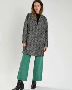 Manteau en Laine mélangée Justine noir-The Korner Clearance