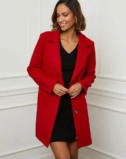 Manteau en Laine mélangée Josette rouge-L'Armoire de Suzette Outlet